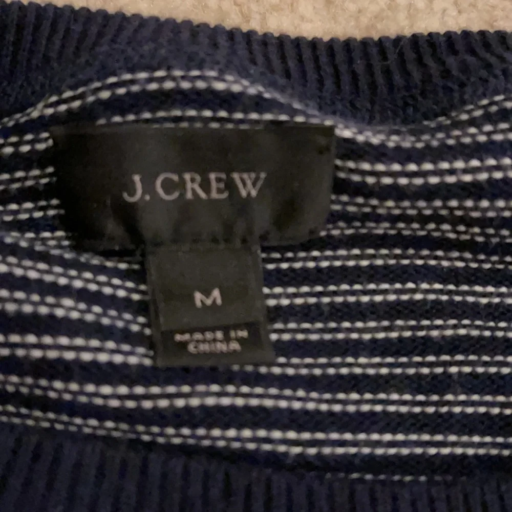 J. Crew Navy White Stripe Sweatshirt Sweater Preppy Academia Minimalist-Medium